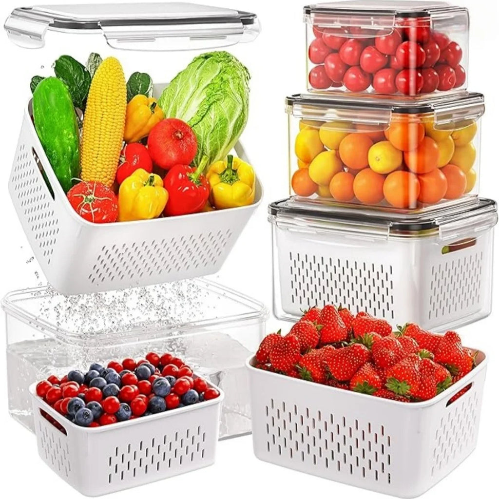 9-Piece Fruit Storage Containers with Colander & Lid for Fridge Fruit Storage Set QXL