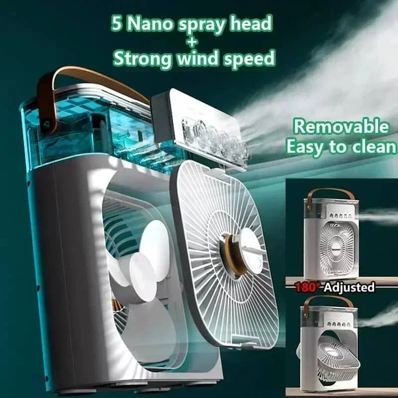3-in-1 Portable Air Cooler Fan, Humidifier & LED Light USB Portable Air Cooler Fan QXL