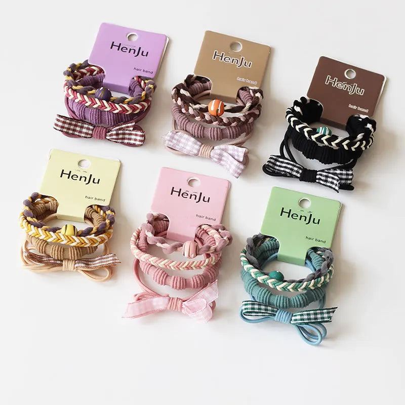 Korean Plaid Hair Ties – High-Elastic Gentle Hold for Girls Hair Ties QXL