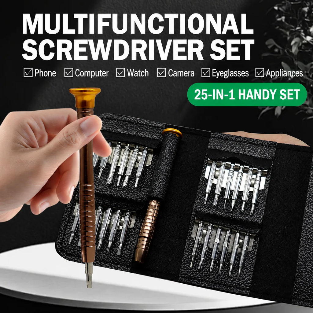 25-in-1 Precision Screwdriver Set | Leather Case Repair Kit Precision Screwdriver Set QXL
