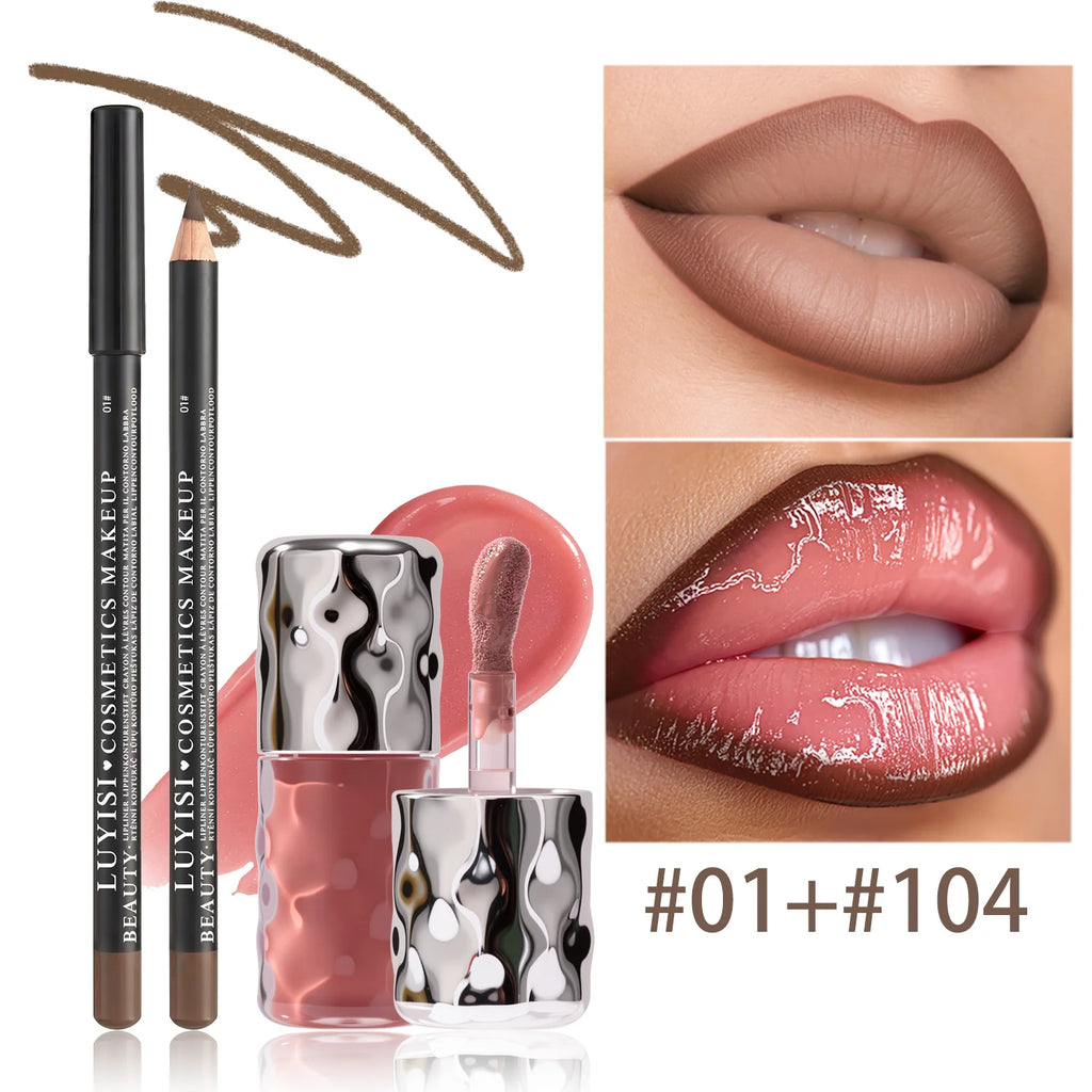 Dairy Lip Kit – Matte Lip Liner & Hydrating Lip Gloss Set Lip Makeup Set QXL 0104
