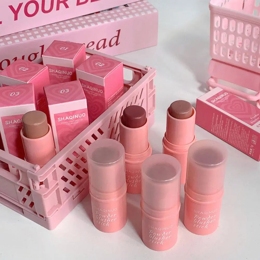3-Color Matte Blush Stick | Cream Contour & Cheek Rouge Cream Blush Stick QXL