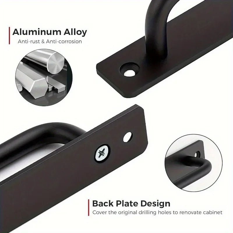 2-Pack Black Barn Door Handles | Sliding Cabinet Pull Set Door Pull Handles QXL