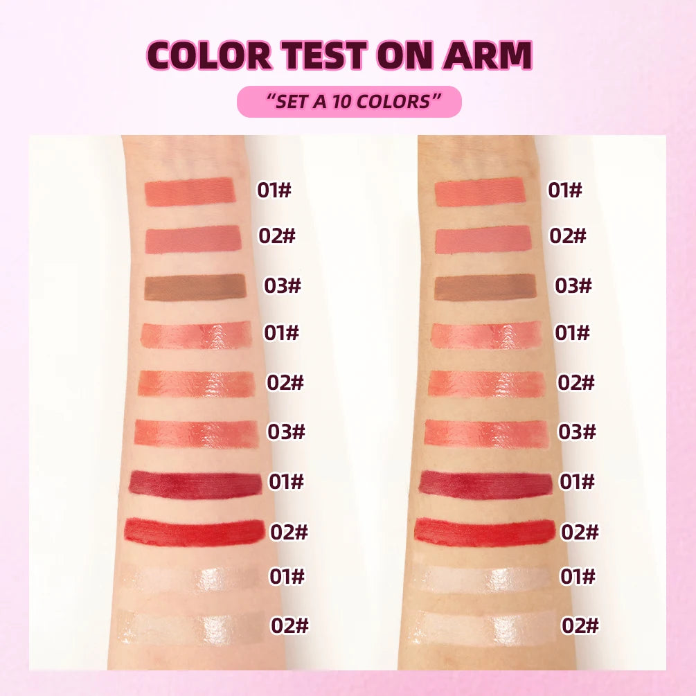 QIBEST 10-Pc Lip Set | Matte Gloss, Tint, Lip Oil Combo Lip Makeup Set QXL