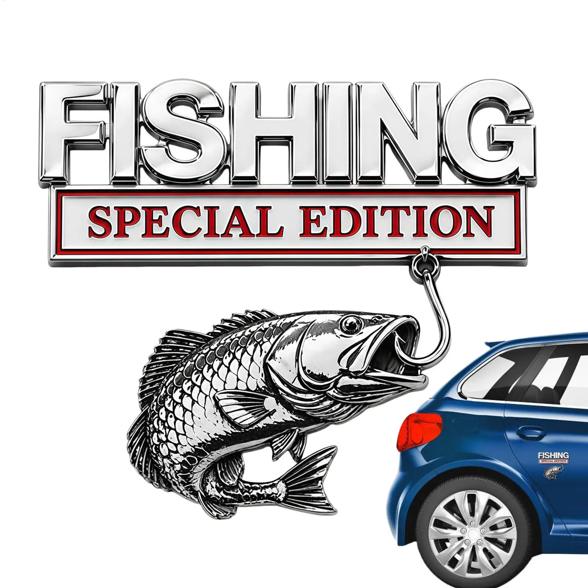 3D Metal Fishing Car Emblem Badge | SUV, Truck, Boat Sticker Car Emblem Badge QXL