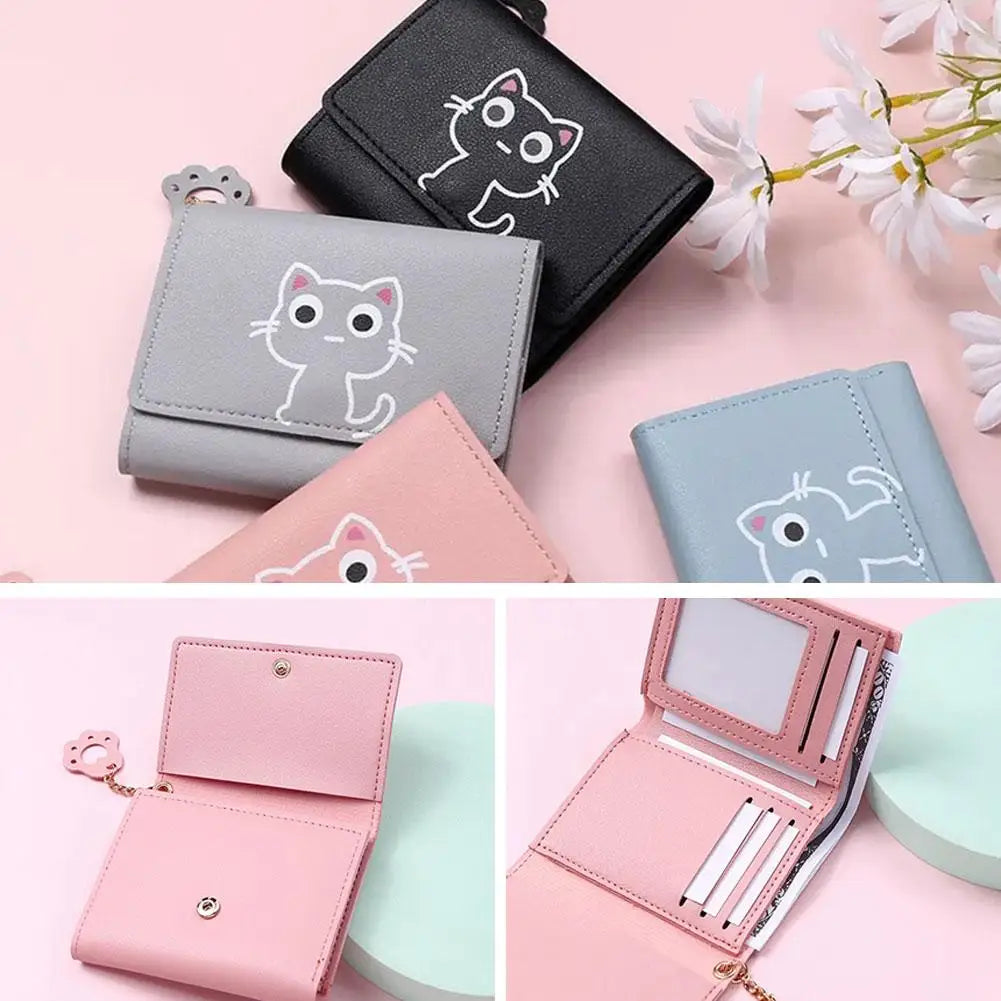Cute Cartoon Cat Women's Wallet | Small PU Leather Purse Women's Novelty Wallet QXL