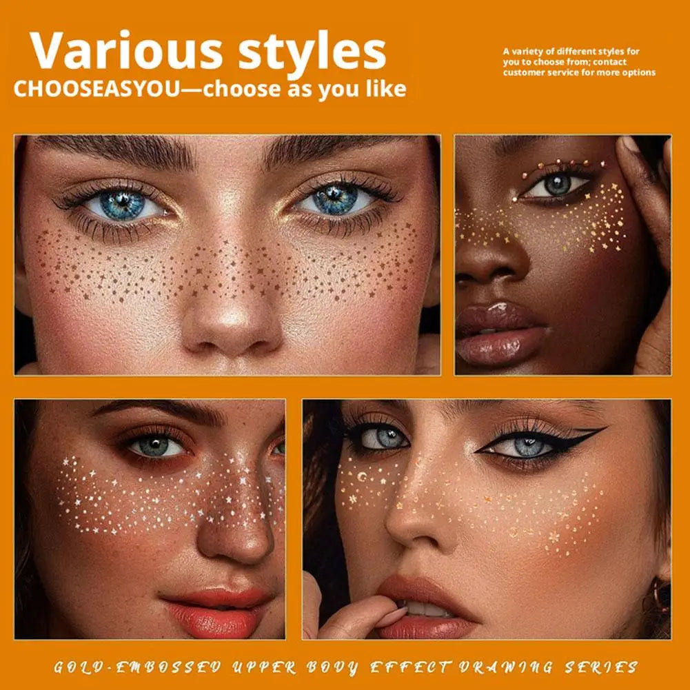 Glitter Freckle Temporary Tattoo Stickers for Face Makeup Temporary Face Tattoos QXL