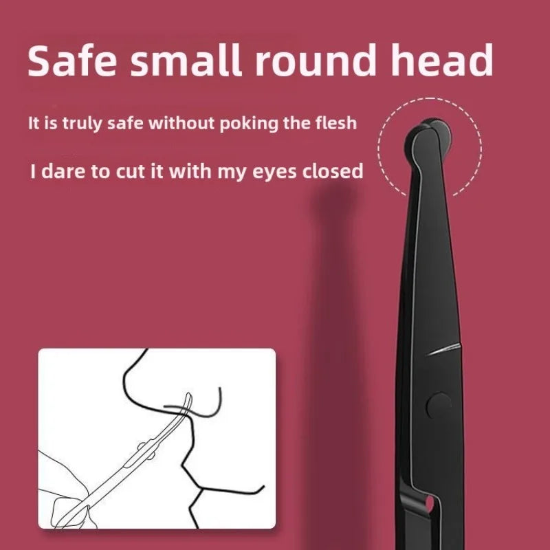 Round-Tip Nose Hair Scissors | Stainless Steel Unisex Black Nose Hair Scissors QXL