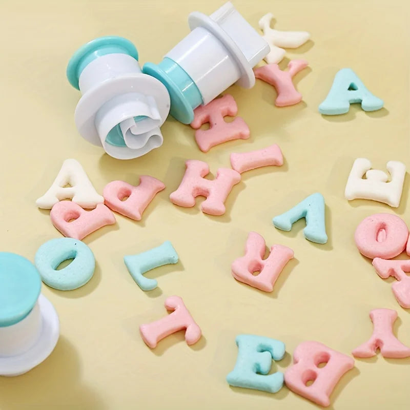 Alphabet Cookie Cutter & Fondant Letter Stamp Mold Set Cookie Cutter Mold QXL