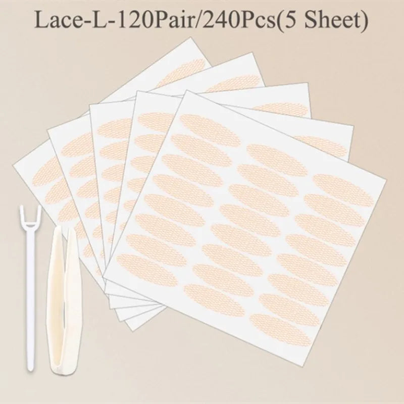 Invisible Double Eyelid Tape Strips 240–600 Pcs | Clear & Gray Eyelid Tape Strips QXL 240Pcs Lace L