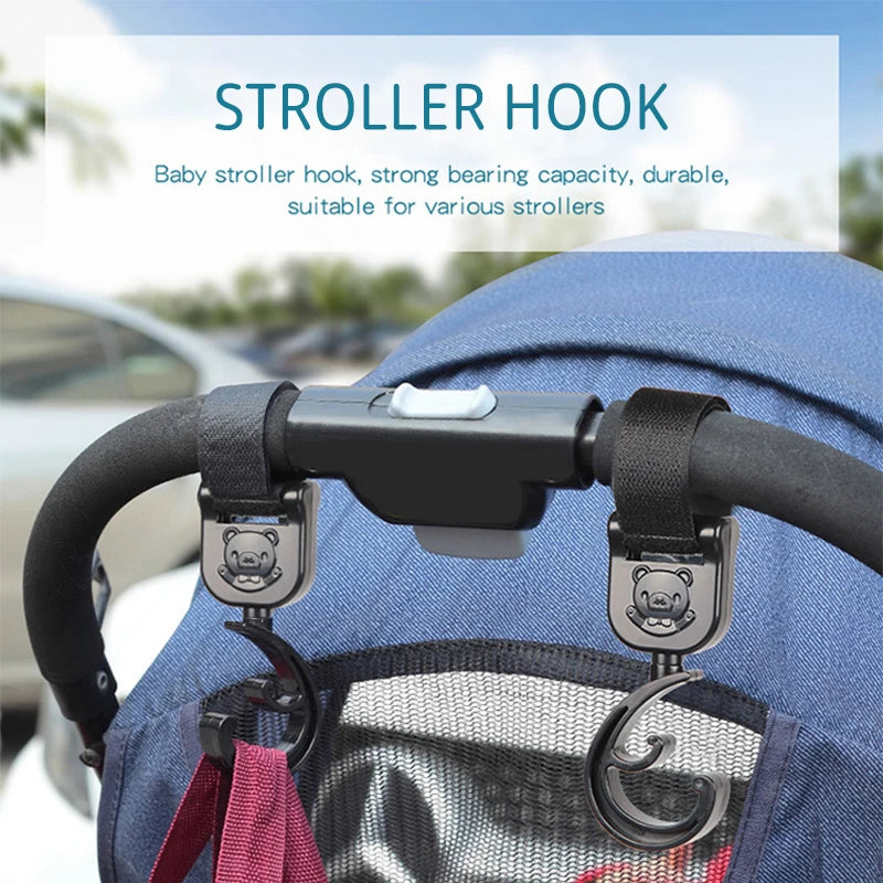 360° Rotating Stroller Hooks – Universal Baby Pram Hanger 2-Pack Stroller Accessory Hook QXL