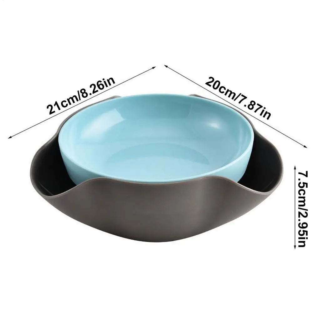 Double Layer Pistachio Bowl with Nut Shell Organizer Snack Serving Bowl QXL Blue