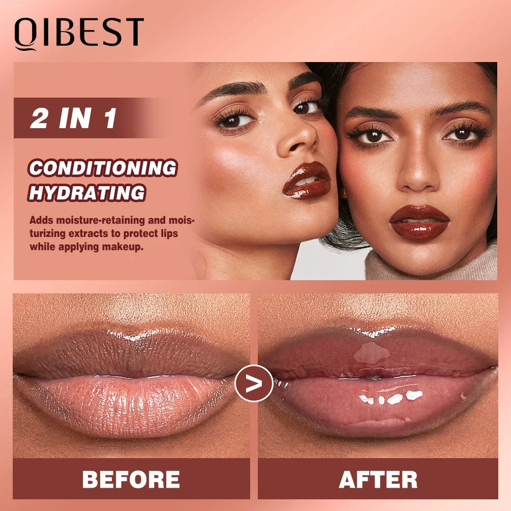 QIBEST Jelly Lip Oil Balm – Tinted Gloss & Hydrating Lip Stain Tinted Lip Gloss QXL