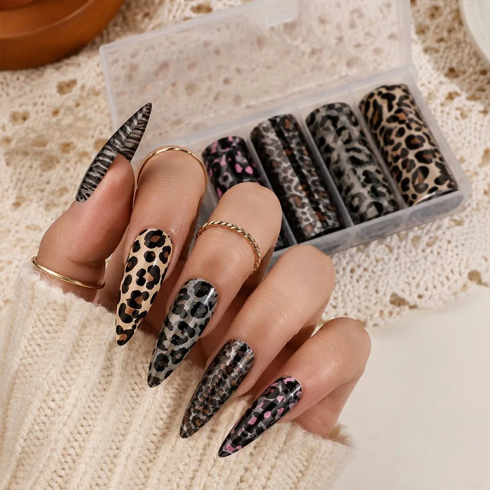 Holographic Lace Nail Foil Stickers | Black & White Sequin Decals Nail Foil Stickers QXL