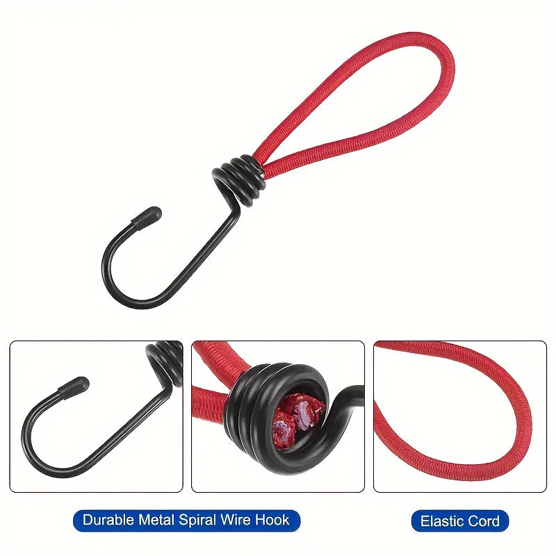 5-Pack Heavy Duty Bungee Cords with Hooks | Tie-Down Set Bungee Cord Set QXL