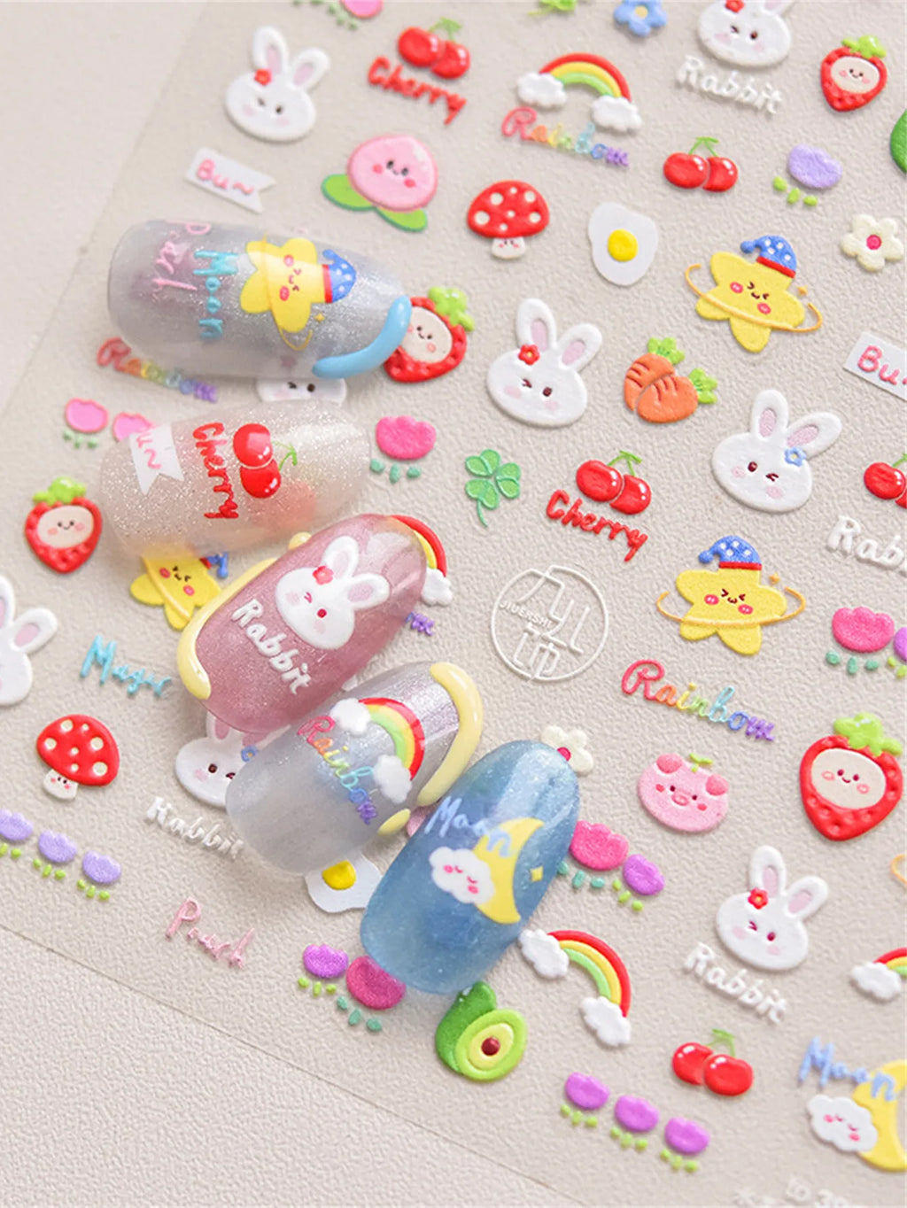 5D Embossed Kawaii Graffiti Nail Art Stickers | Self-Adhesive Nail Art Stickers QXL