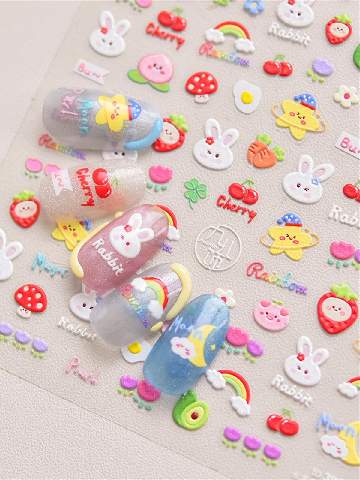 5D Embossed Kawaii Graffiti Nail Art Stickers | Self-Adhesive Nail Art Stickers QXL