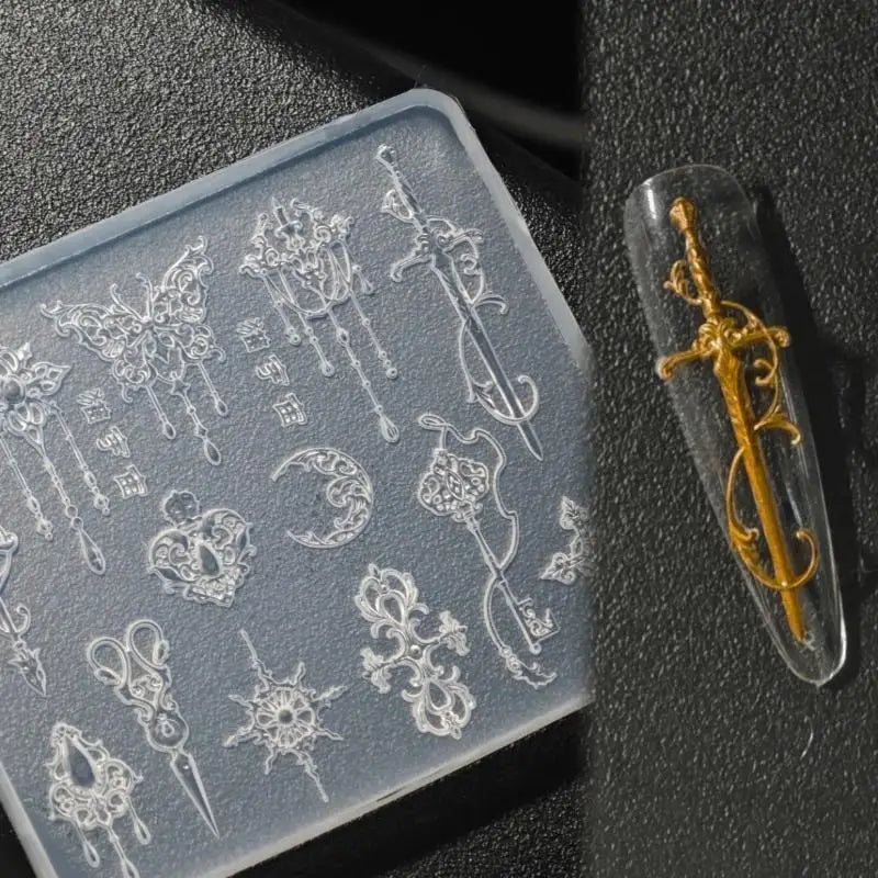 3D Retro Silicone Nail Art Mold | Flowers & Bow Tie Relief Nail Art Mold QXL
