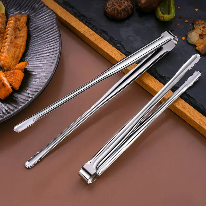 Stainless Steel BBQ Grill Tongs | Non-Slip Kitchen Food Clip BBQ Grill Tongs QXL
