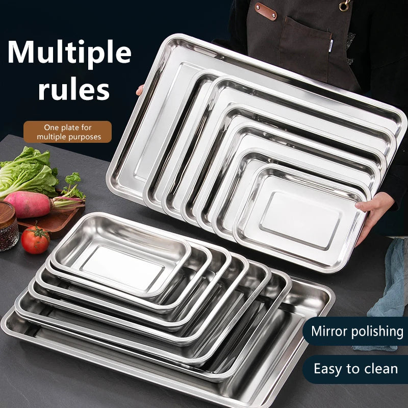 304 Stainless Steel Rectangle Serving Tray | BBQ & Kitchen Stainless Steel Serving Tray QXL