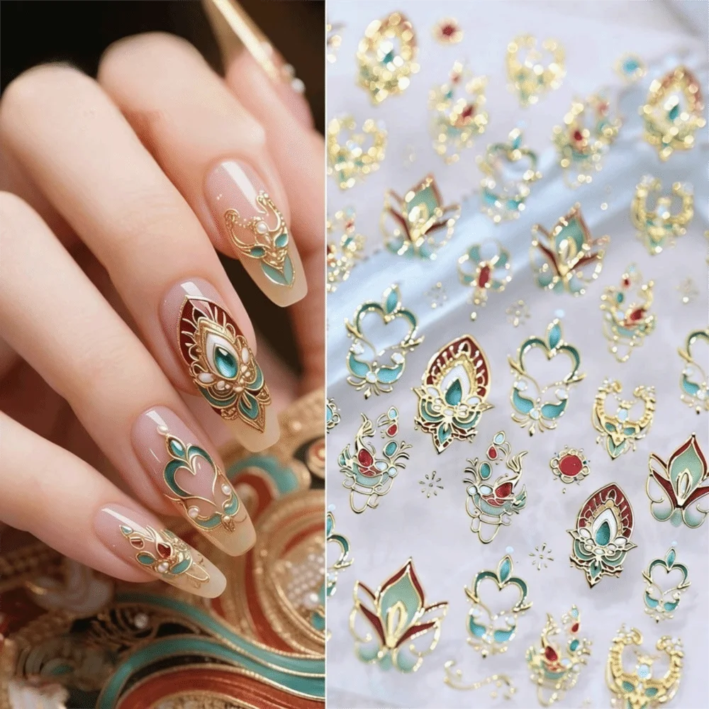 5D Baroque Gemstone Nail Stickers | Luxury Palace Nail Decals Nail Art Stickers QXL Type B