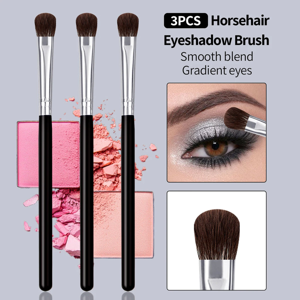 KOSSHOW 3-Pc Horsehair Eyeshadow Brush Set | Wood Handle Eyeshadow Brush Set QXL Default Title