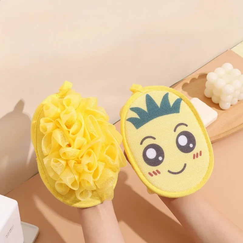 Pineapple Double-Sided Bath Gloves | Exfoliating Body Scrubber Exfoliating Bath Gloves QXL 1Pc