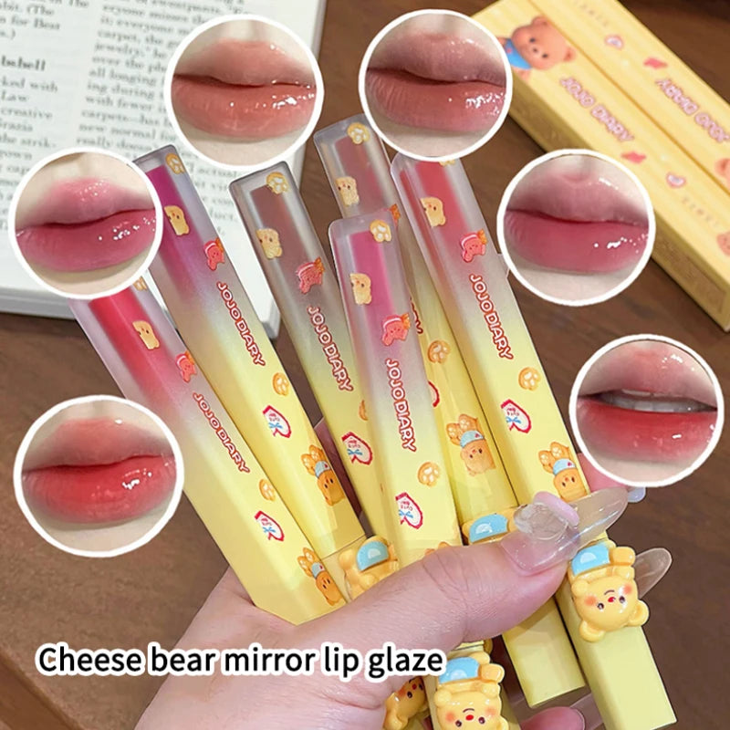 Cheesy Bear Mirror Lip Glaze – Sheer Nude Glossy Lip Gloss Lip Gloss QXL