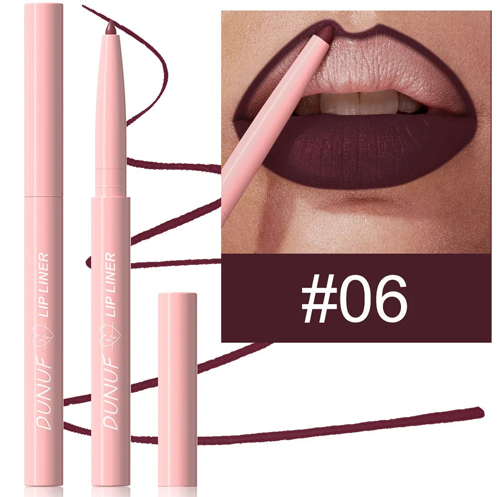 12-Color Velvet Matte Lip Liner | Waterproof & Long-Lasting Lip Liner Pencil QXL 6
