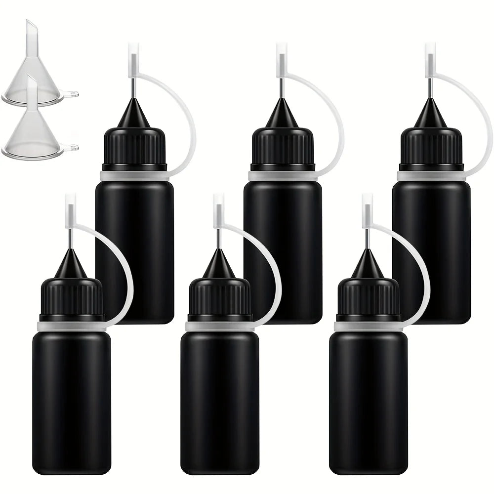 6-Pack Black Light-Proof Precision Tip Squeeze Bottles & Funnels Precision Squeeze Bottles QXL Plastic black 6PCS 10ml