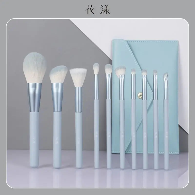10-Pc Flower Makeup Brush Set | Soft Wool Fiber Bristles Makeup Brush Set QXL 10 brushes and a bag