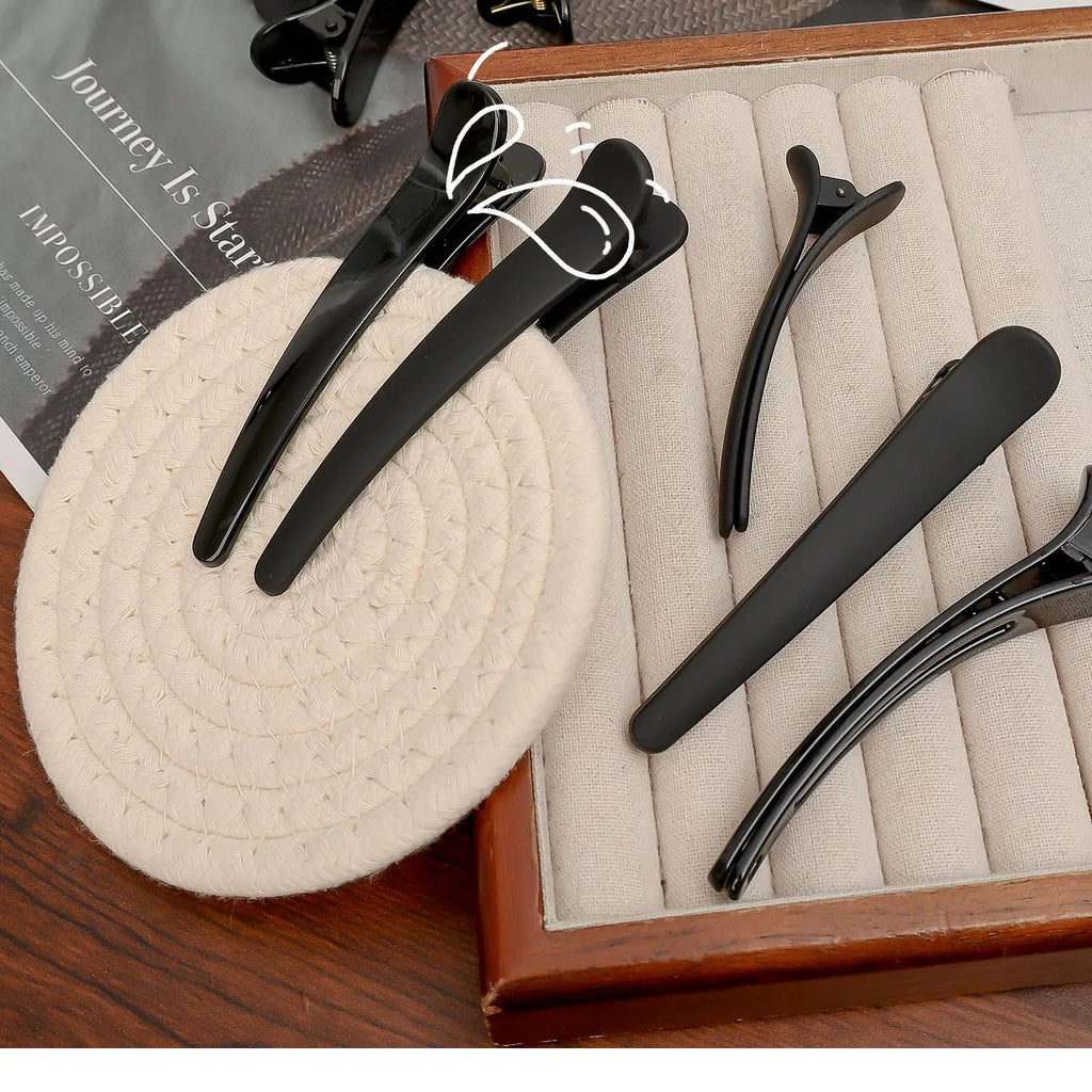 Black Matte Duckbill Hair Clips – 5-Pack Salon Sectioning Tool Salon Hair Clips QXL