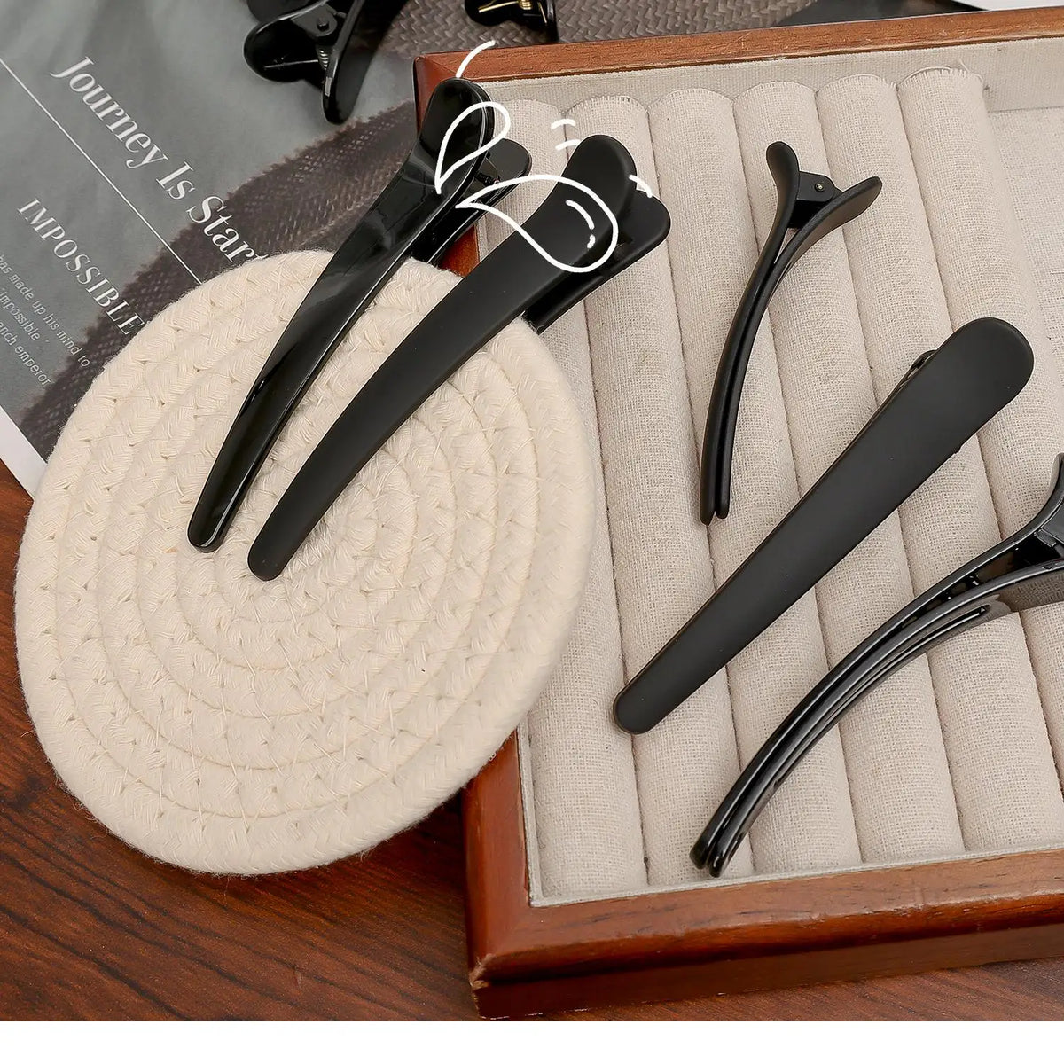 Black Matte Duckbill Hair Clips – 5-Pack Salon Sectioning Tool Salon Hair Clips QXL