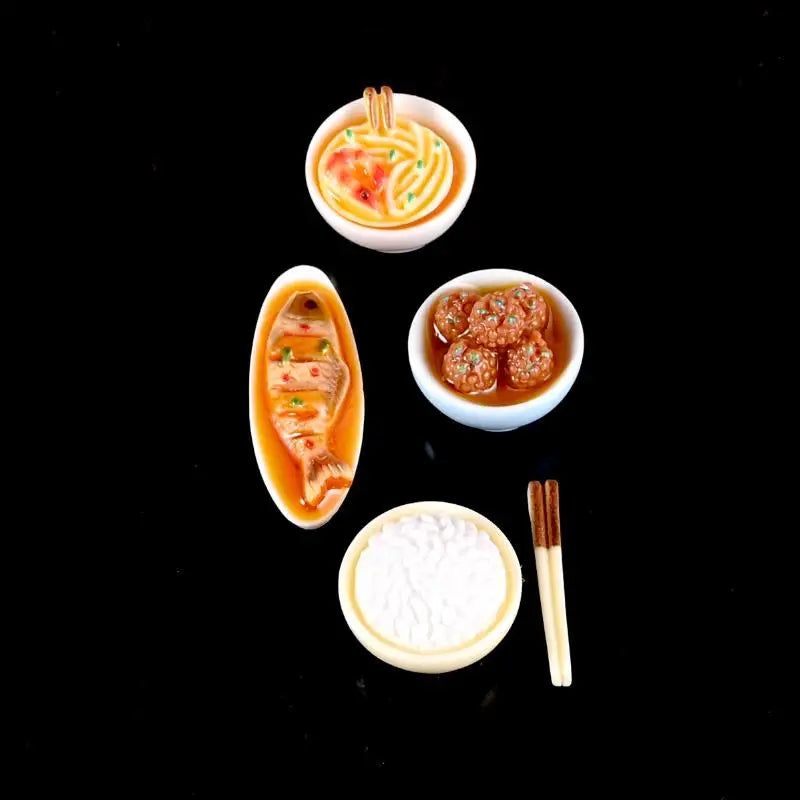 1/12 Dollhouse Miniature Chinese Food Dishes Set | DIY Decor Dollhouse Miniature Set QXL Default Title