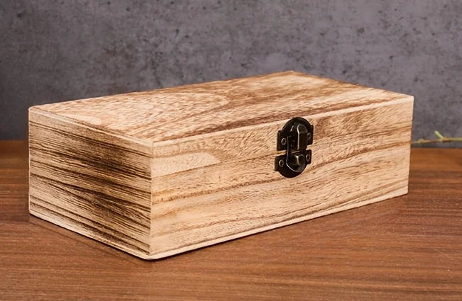 Wooden Storage Box with Lid | Vintage Jewelry Organizer Decorative Storage Box QXL Light Wood Color