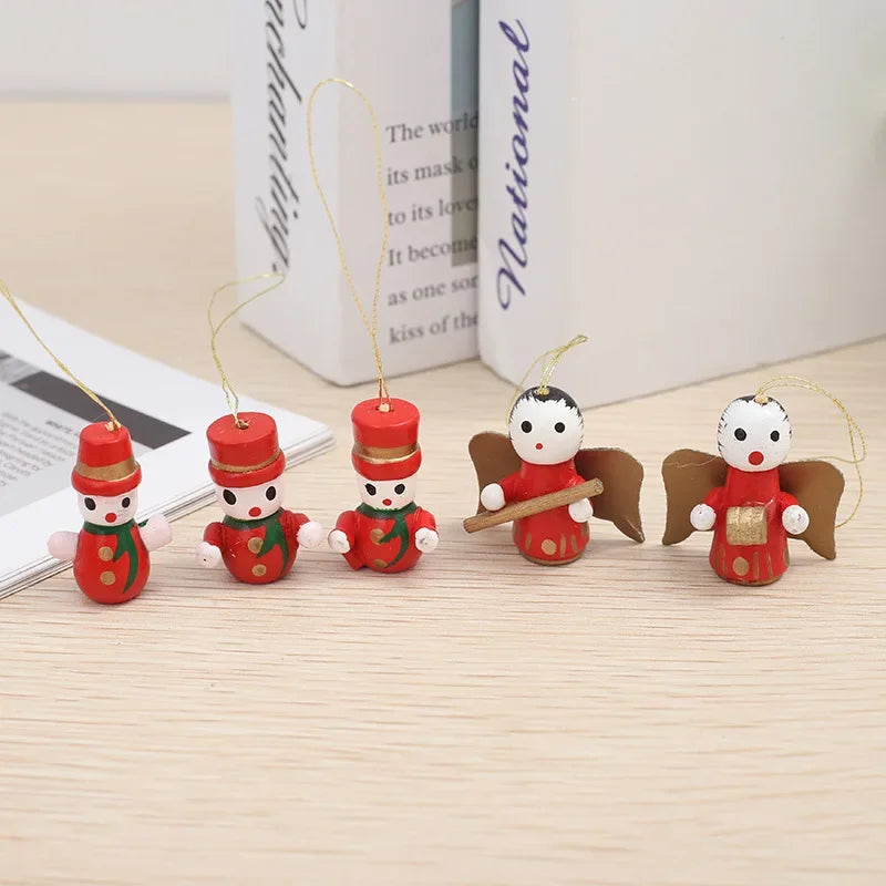 30-Pc Wooden Christmas Tree Pendant Ornaments | Cartoon Dolls Christmas Tree Ornaments QXL