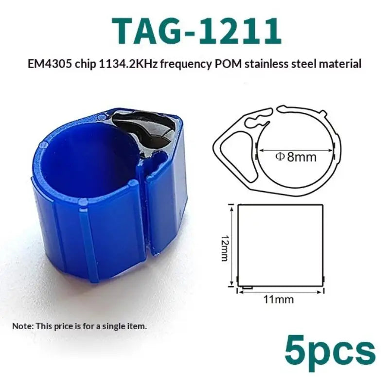 5-Pack RFID Pigeon Foot Ring Tags 134.2KHz EM4305 Waterproof RFID Animal Tag QXL Blue