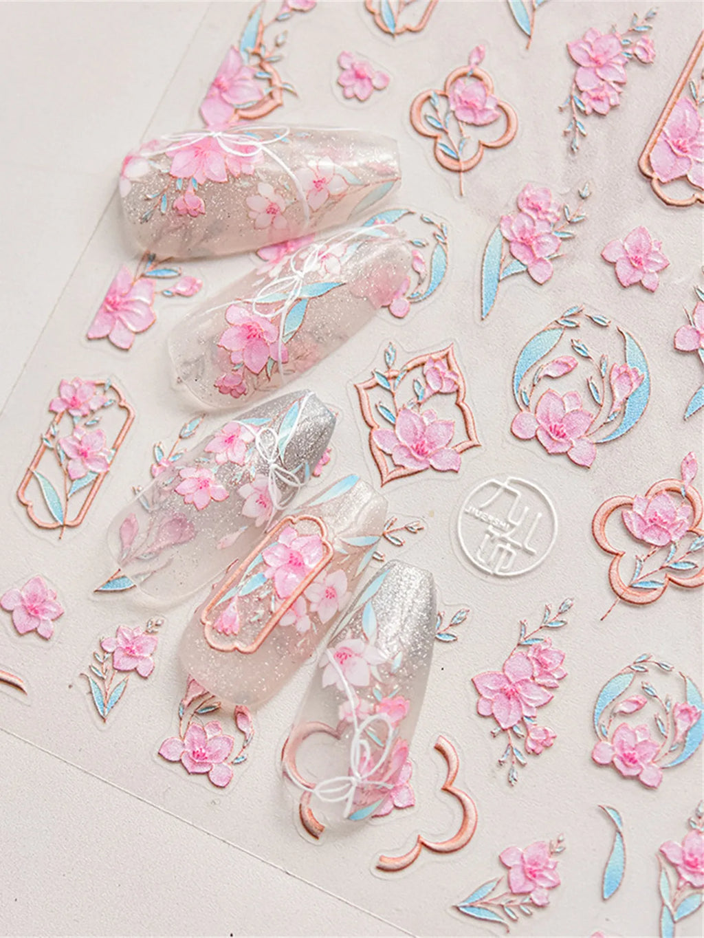 5D Embossed Flower Nail Stickers – Peony Tulip Floral Decals Nail Art Stickers QXL
