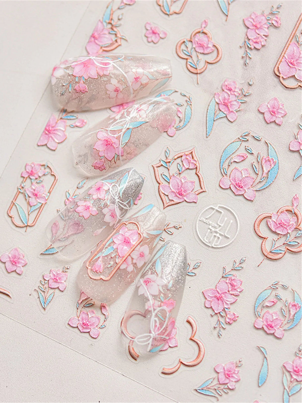 5D Embossed Flower Nail Stickers – Peony Tulip Floral Decals Nail Art Stickers QXL