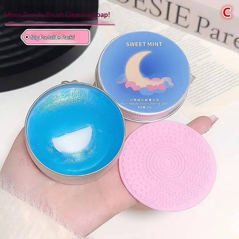 Makeup Brush Cleaning Soap with Silicone Pad | Portable Brush Cleaning Soap QXL C 60g