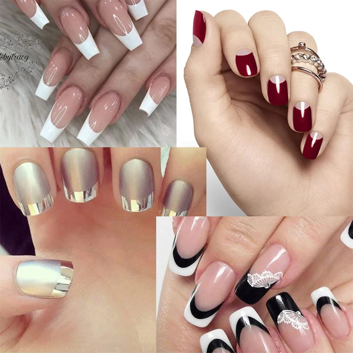 French Manicure Nail Stencil Guide Strips | DIY Nail Art Nail Art Stencil QXL