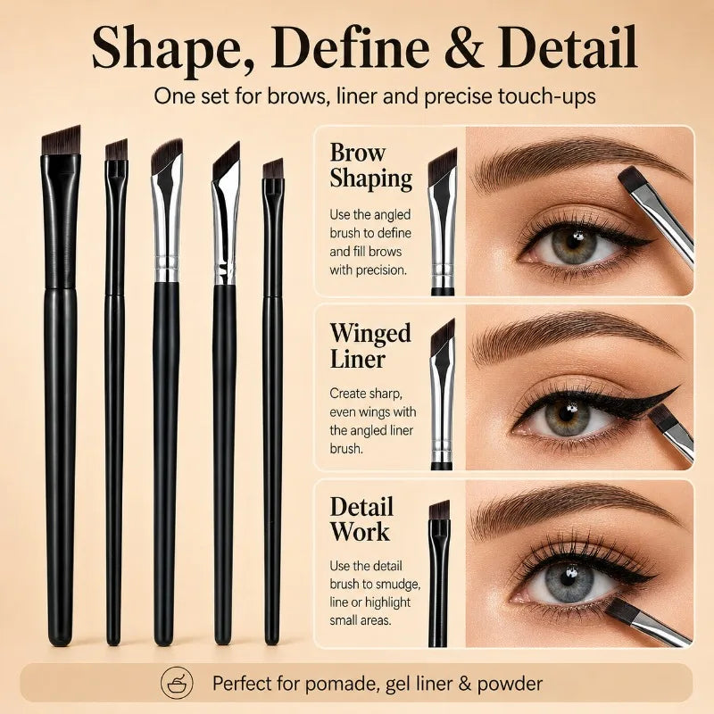 5/7-Piece Ultra-Thin Angled Eyebrow & Eyeliner Brush Set Eyebrow Brush Set QXL