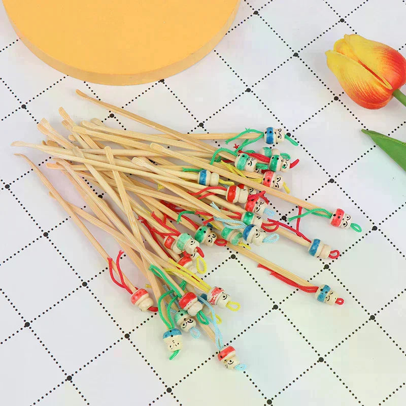 10-Pack Cartoon Bamboo Ear Picks | Mini Doll Wax Removal Tool Ear Picks Set QXL