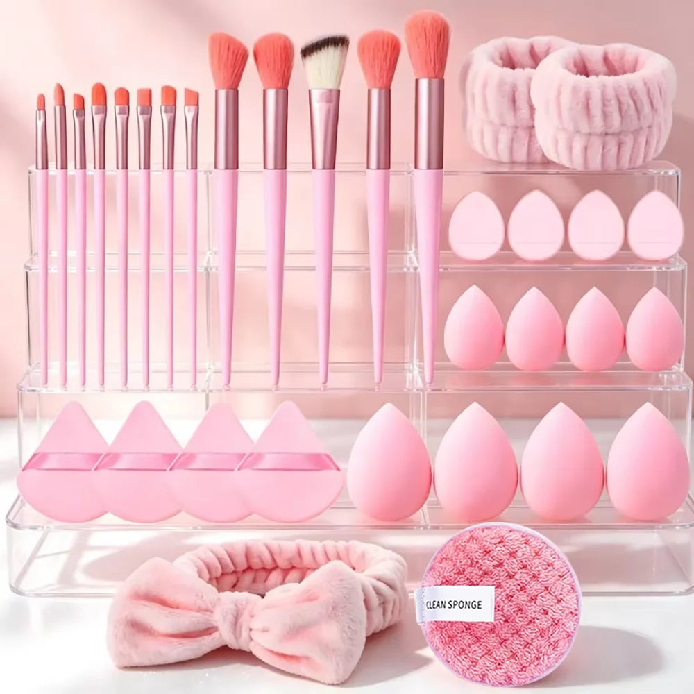 Complete Makeup Brush & Puff Set | Multi-Tool Beauty Kit Makeup Brush Set QXL