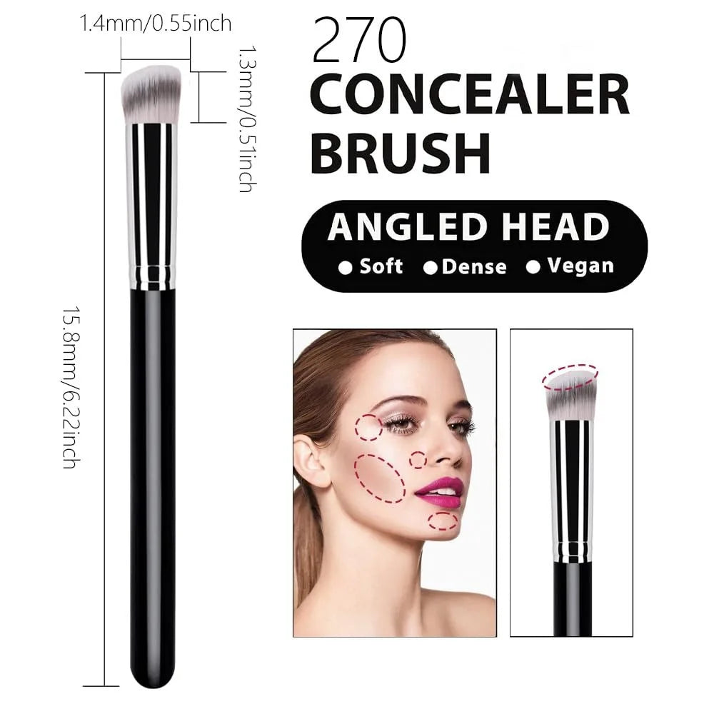 5-Pc 270° Flat Round Concealer & Foundation Brush Set Concealer Brush Set QXL