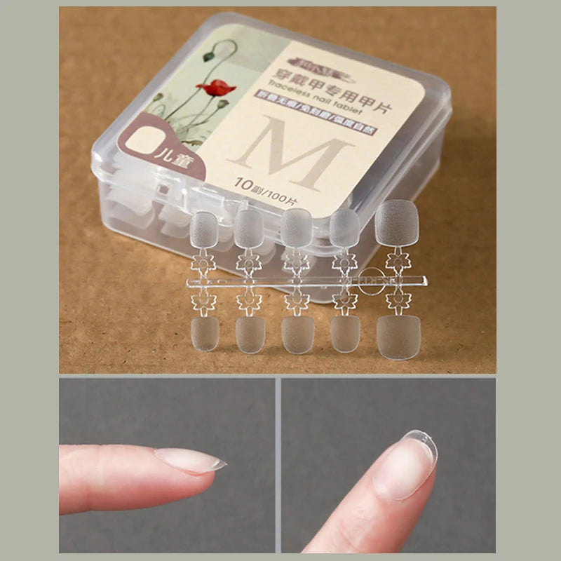 100-Pack Kids Clear Press-On Nail Tips | Coffin False Nails Kids False Nail Tips QXL