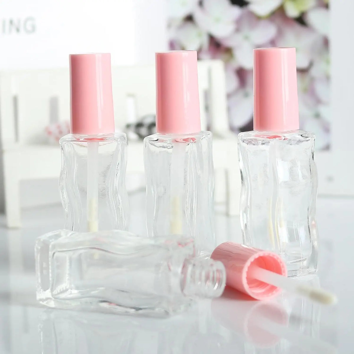 10-Pack Pink Glass Lip Gloss Tubes 10ml | Empty Wand Containers Lip Gloss Tubes QXL