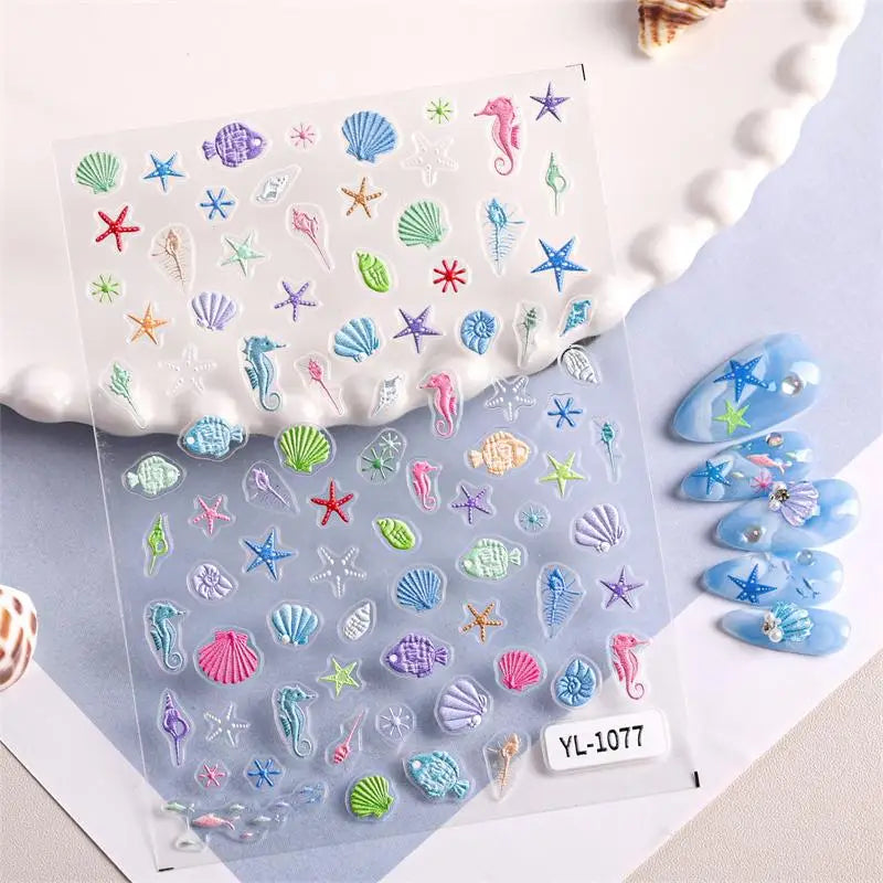 Ocean Nail Art Stickers – Starfish Jellyfish Seashell Decals Nail Art Stickers QXL
