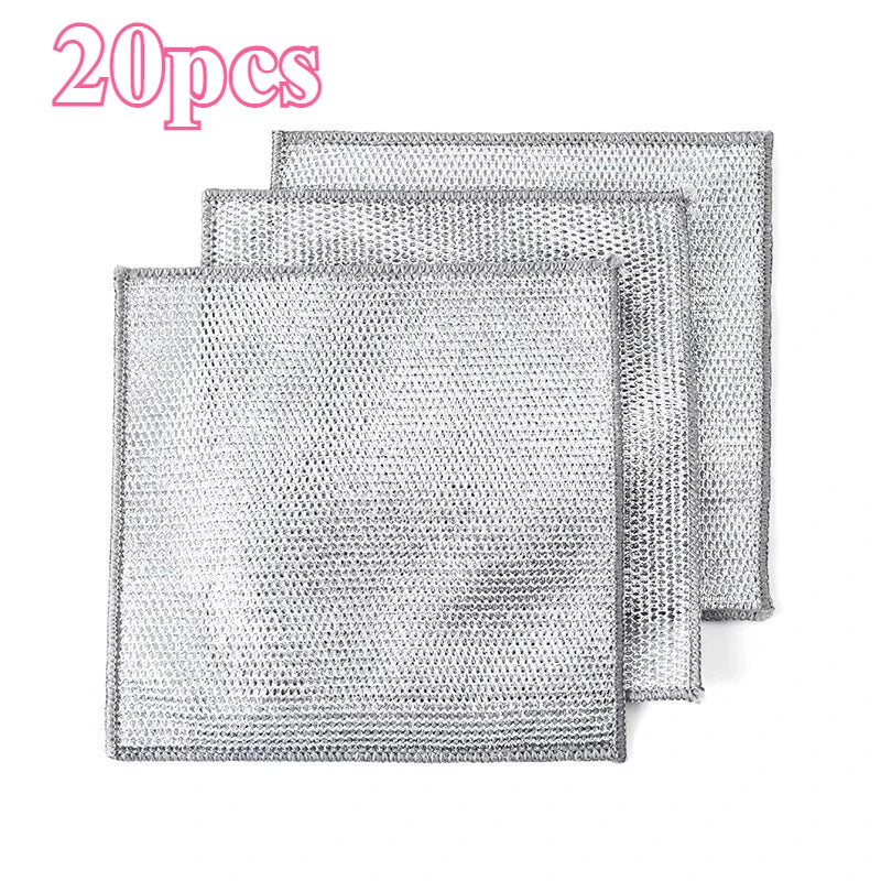 Steel Wire Scrubber Scourer Pad | Reusable Oil-Repellent Kitchen Scrubber Pad QXL silver 20pcs