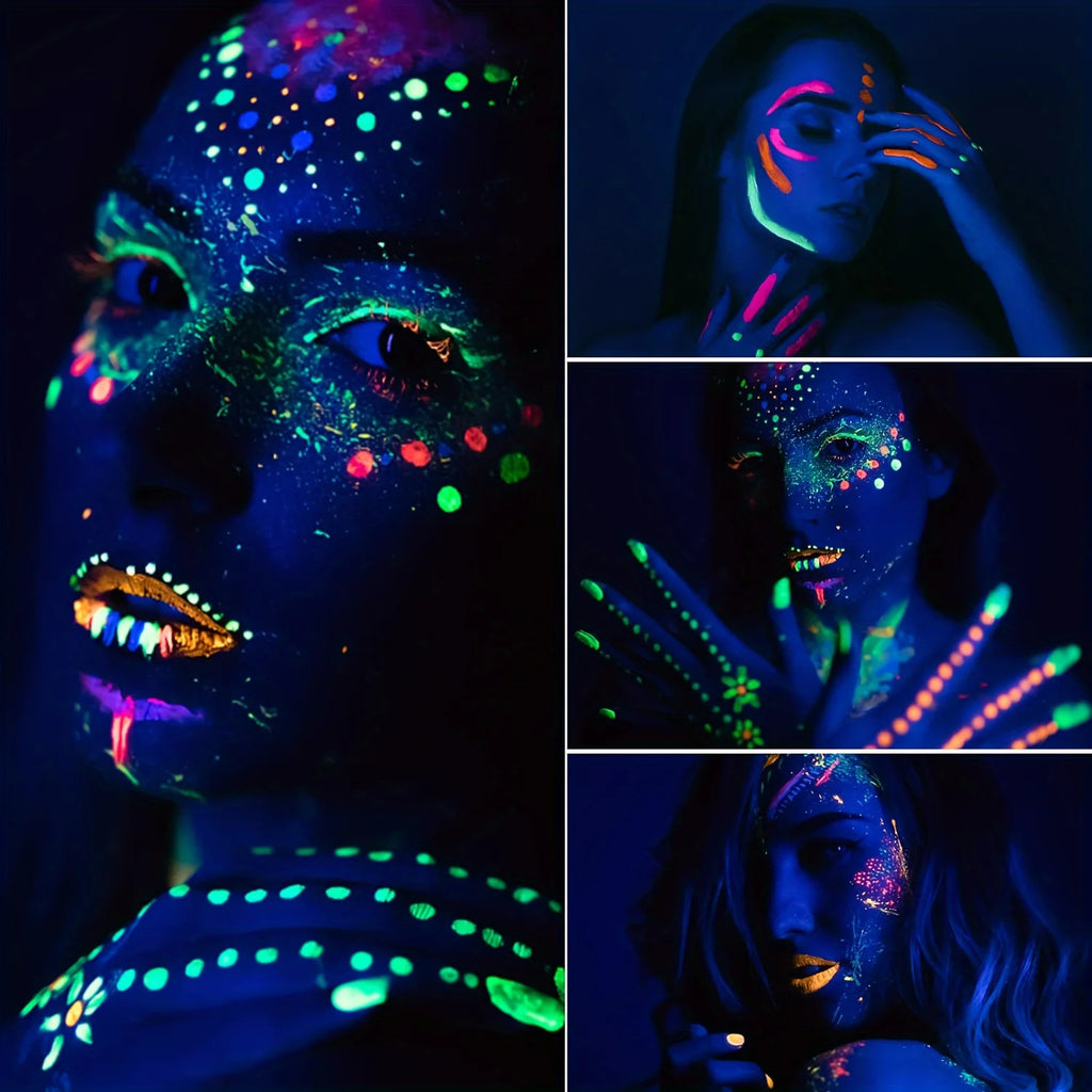 6-Color UV Glow Face & Body Paint | Neon Blacklight Makeup Neon Body Paint QXL